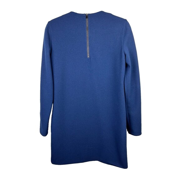 Tibi Structured Crepe Navy Blue Shift Dress Long Studded Sleeves Mini Cocktail 2 - Picture 7 of 14